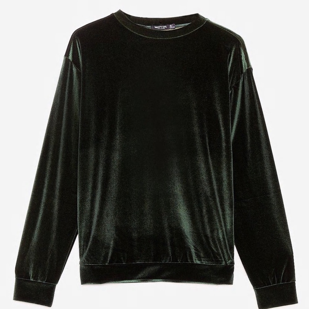 Velour Crew Neck Oversized Sweatshirt